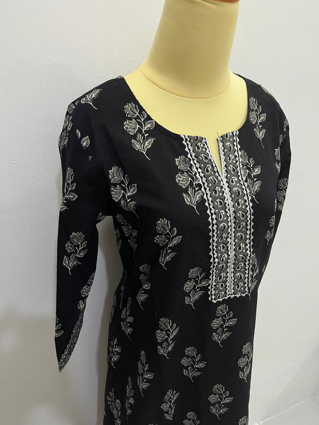 Black Cotton Kurta