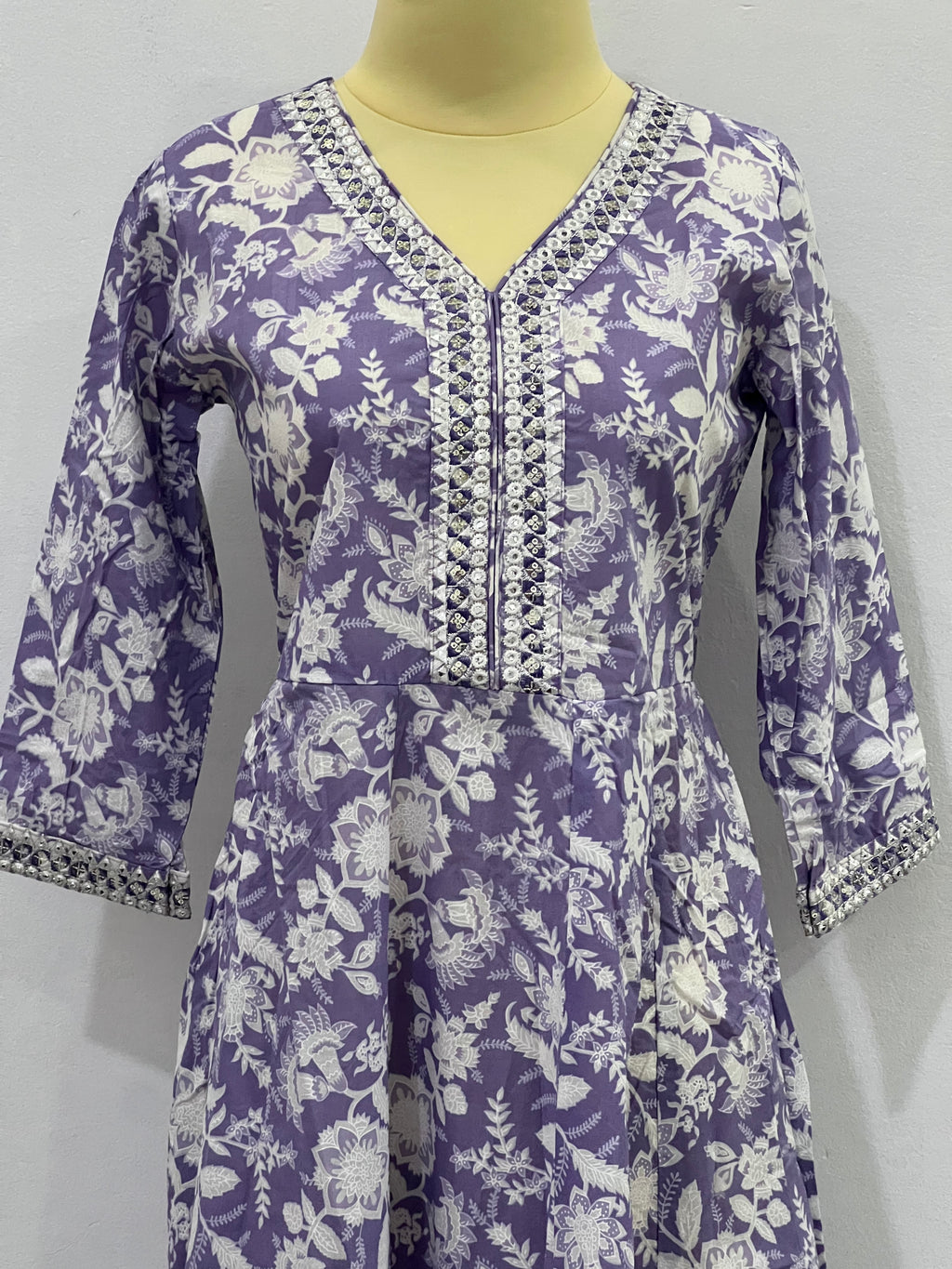 Purple Flared Cotton Kurta