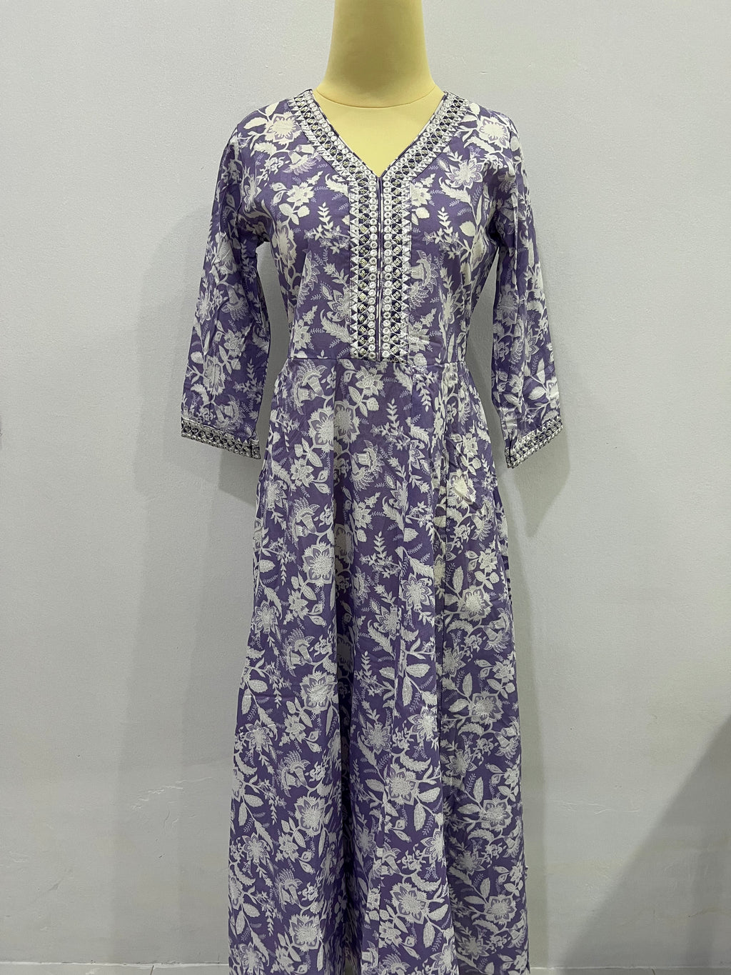 Purple Flared Cotton Kurta