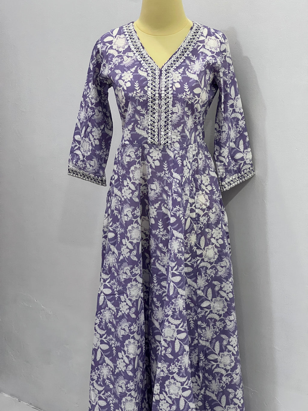 Purple Flared Cotton Kurta