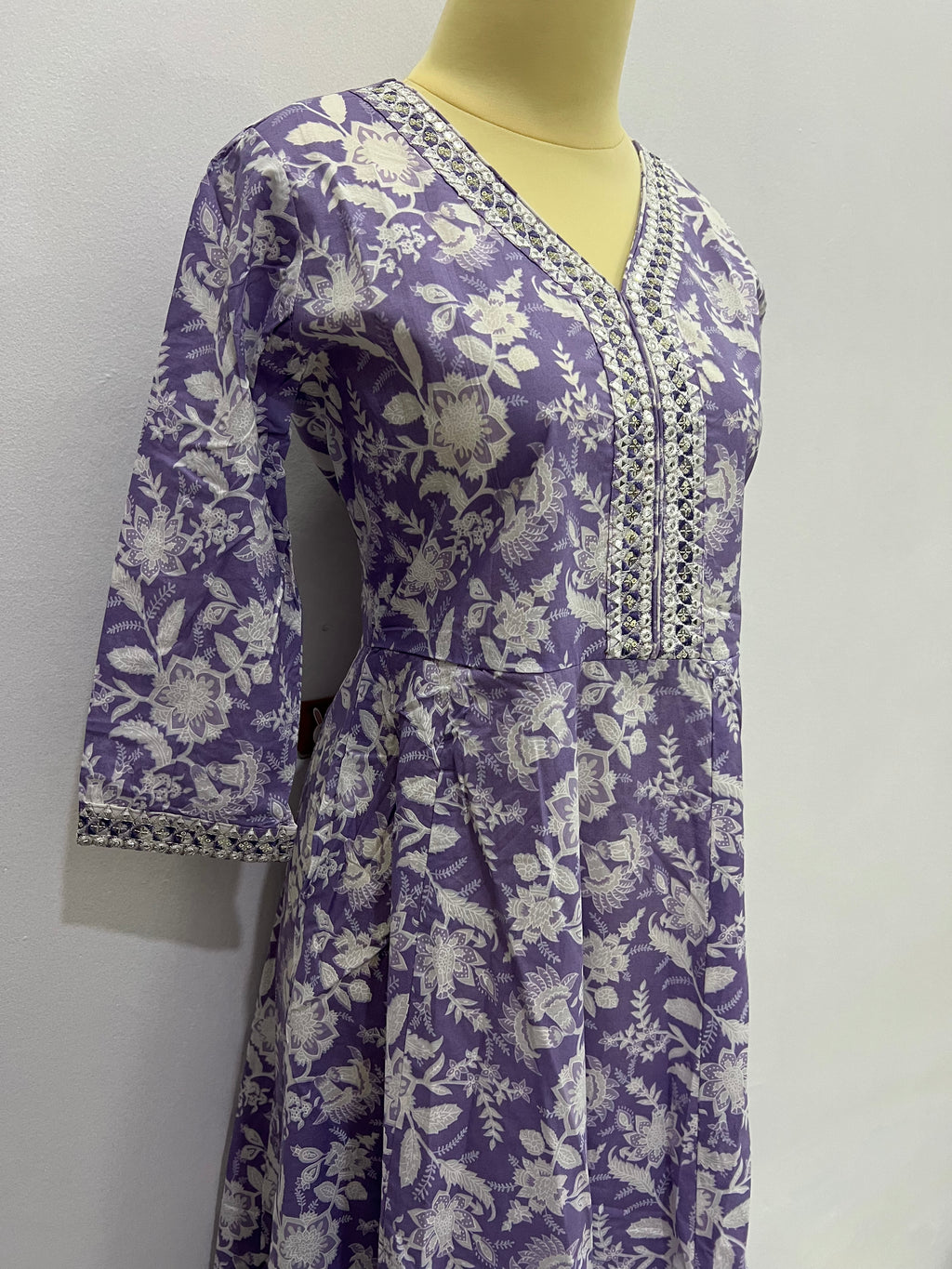 Purple Flared Cotton Kurta