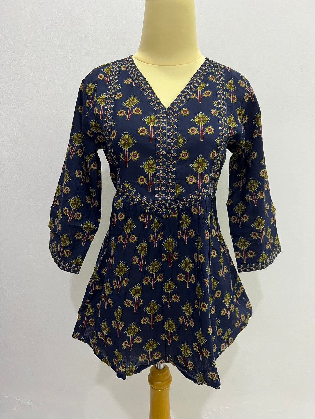 Blue Printed Cotton Kurta