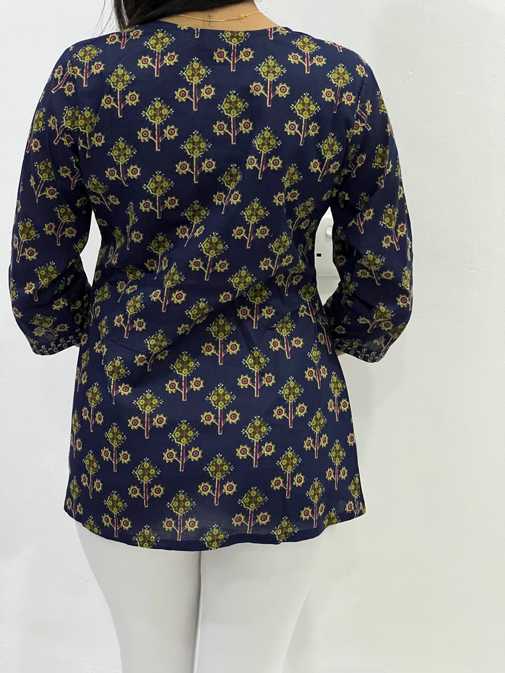 Blue Printed Cotton Kurta