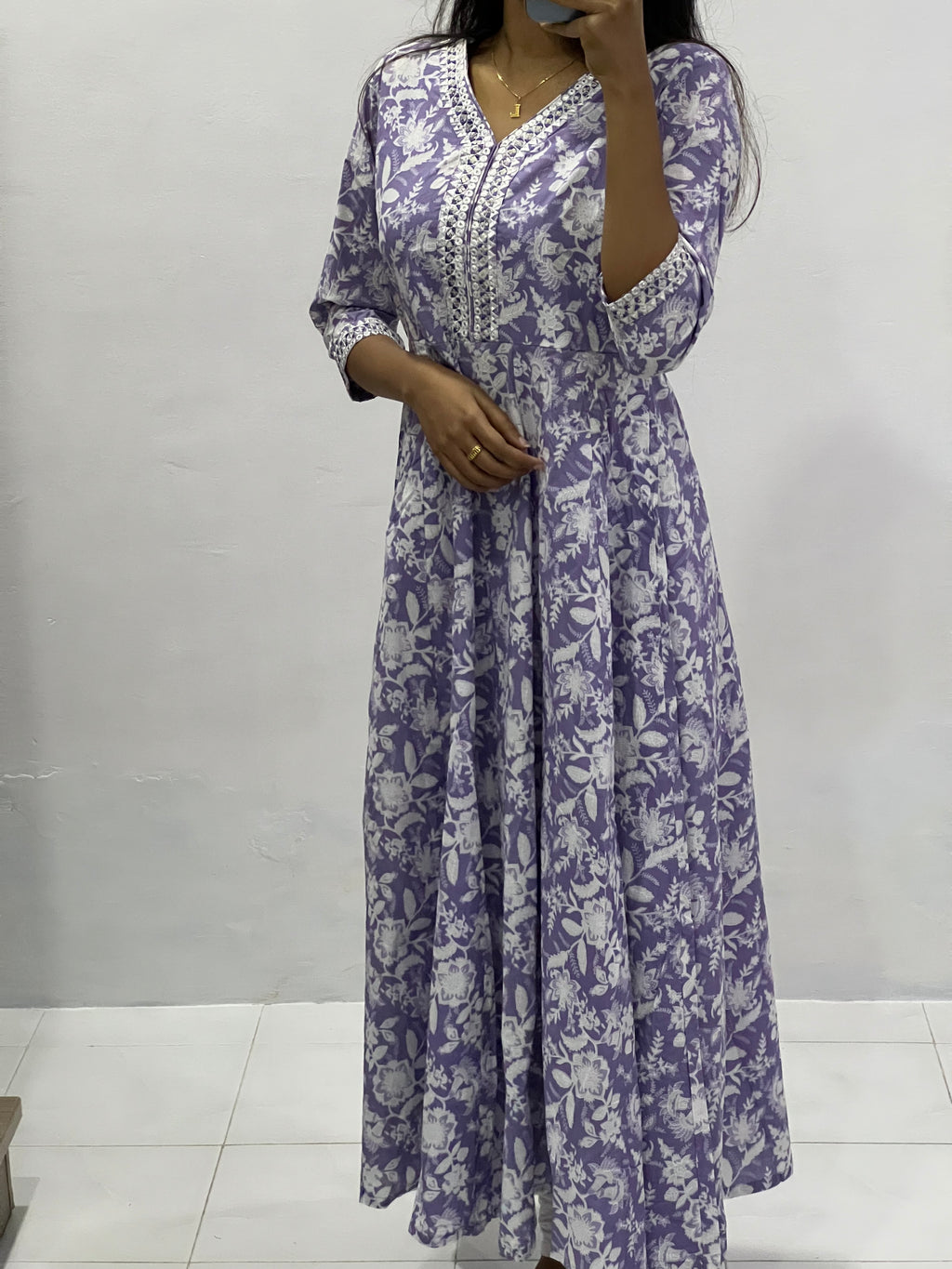 Purple Flared Cotton Kurta