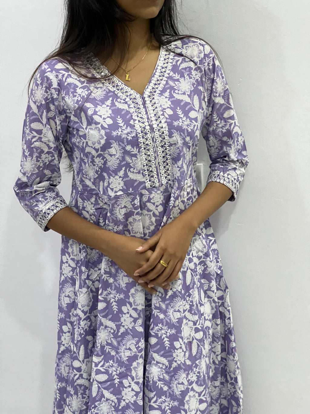Purple Flared Cotton Kurta