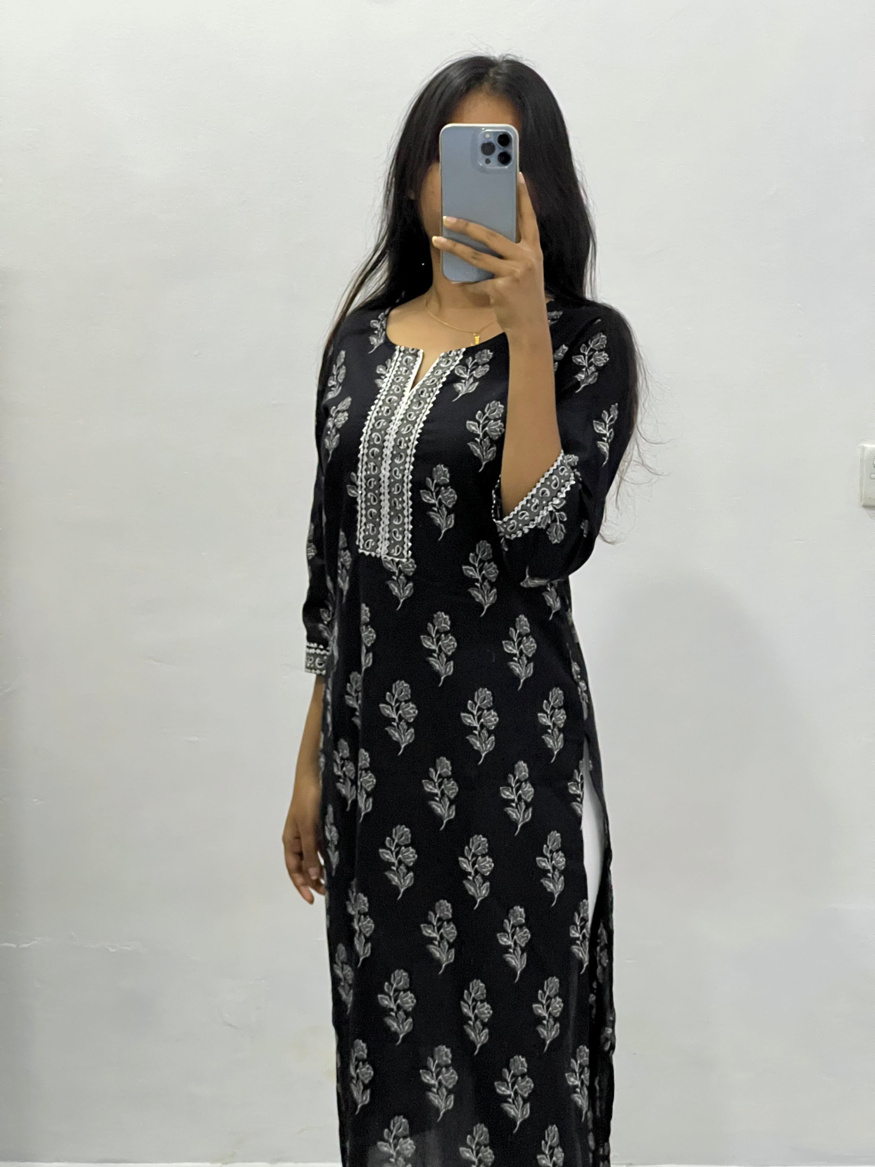 Black Cotton Kurta