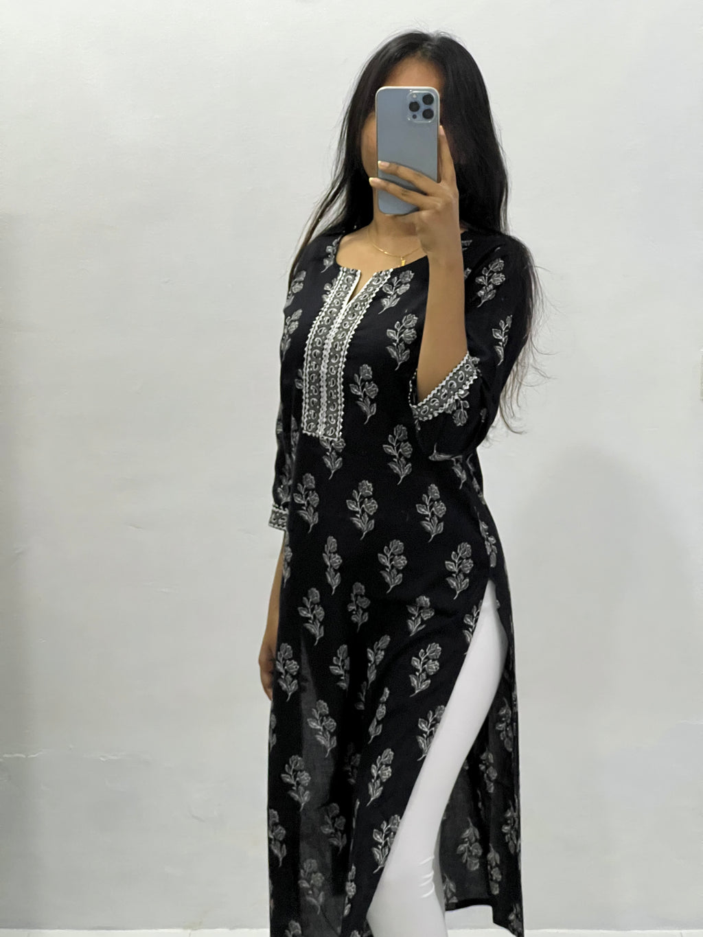 Black Cotton Kurta