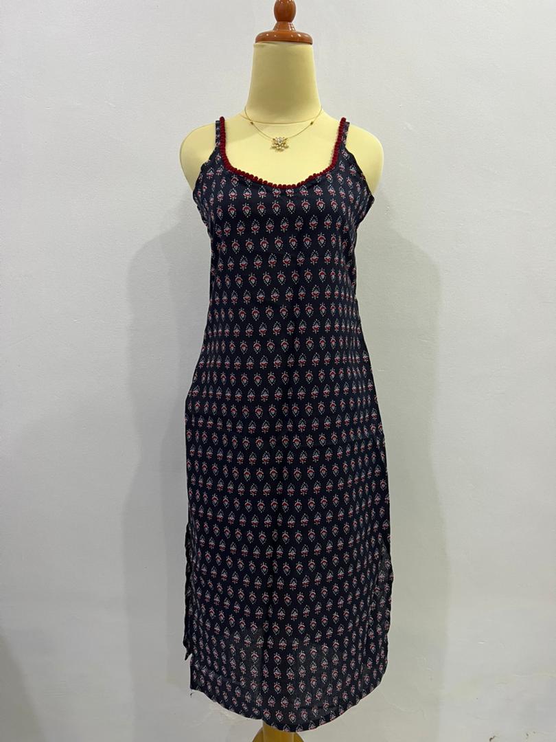 Long Cotton Black Kurti
