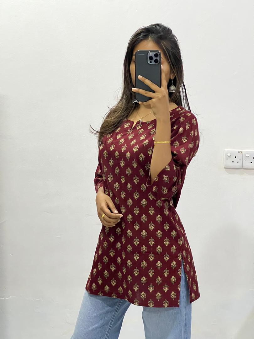 Burgundy Cotton Kurti